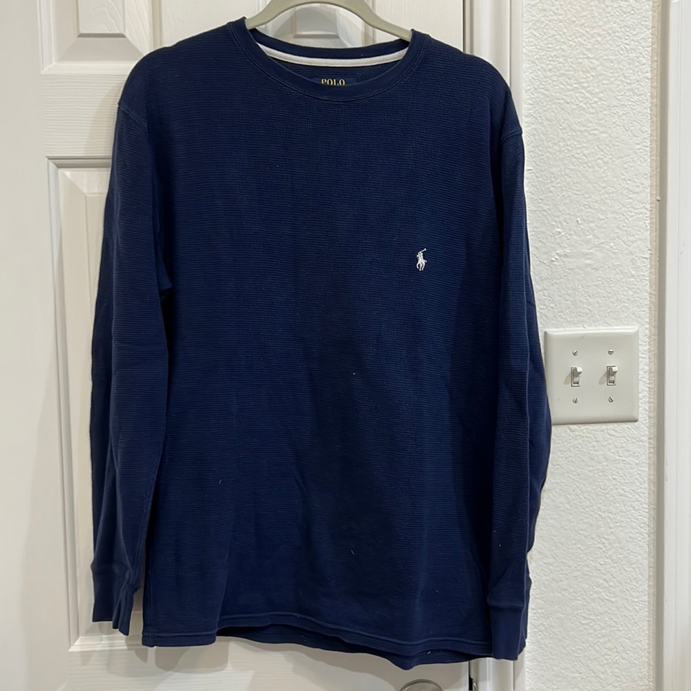 Polo Ralph Lauren Men’s Waffle Knit Cotton Long Sleeve Navy Size M